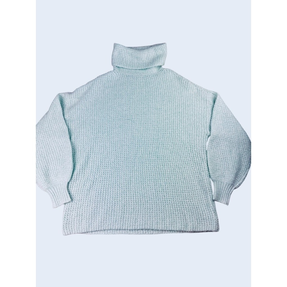 American Eagle Turquoise Ribbed Turtleneck Sweater Size Small‎ Soft Knit Teal